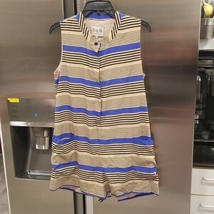 💕SEA NEW YORK💕 Vertical Stripe Sleeveless Shortsuit Romper 4 EUC